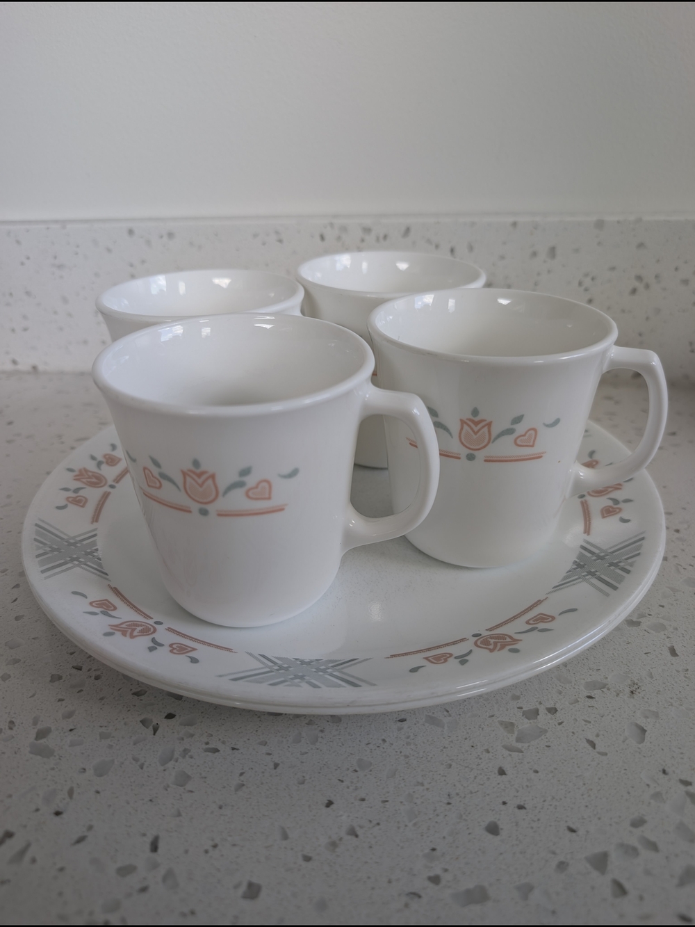 Vintage Corningware Corelle Dutch Lattice  Mug And Dinner Plate Set Of 6